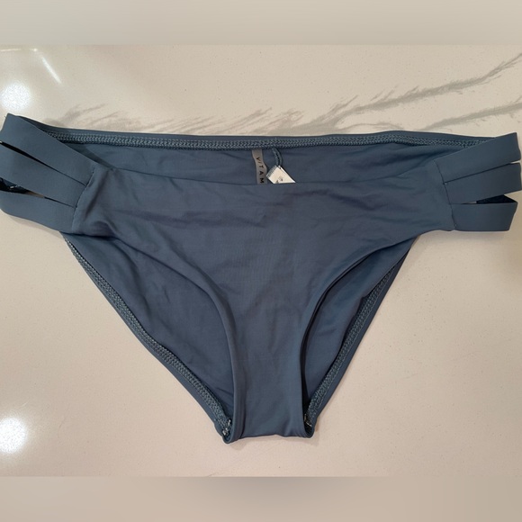 Vitamin A - EcoLux Emelia Triple Strap Bikini Bottom Blue - Picture 1 of 6